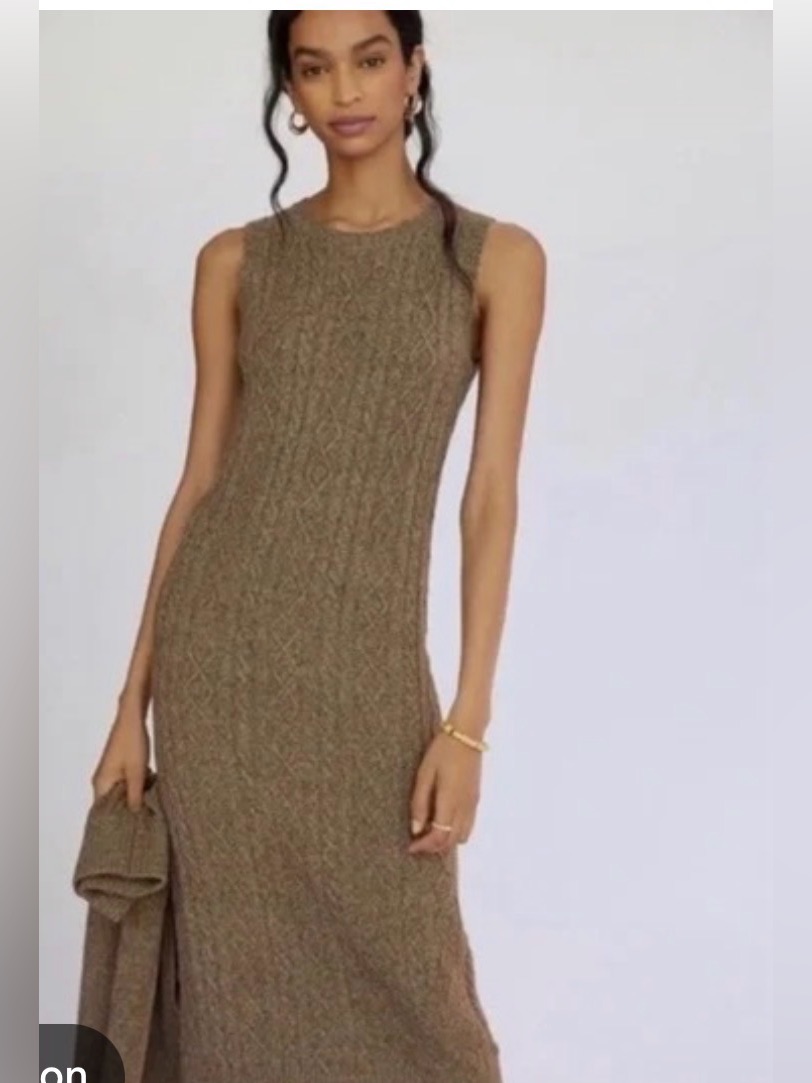 Current Air Sleeveless Cable-Knit Maxi Midi Dress In Brown